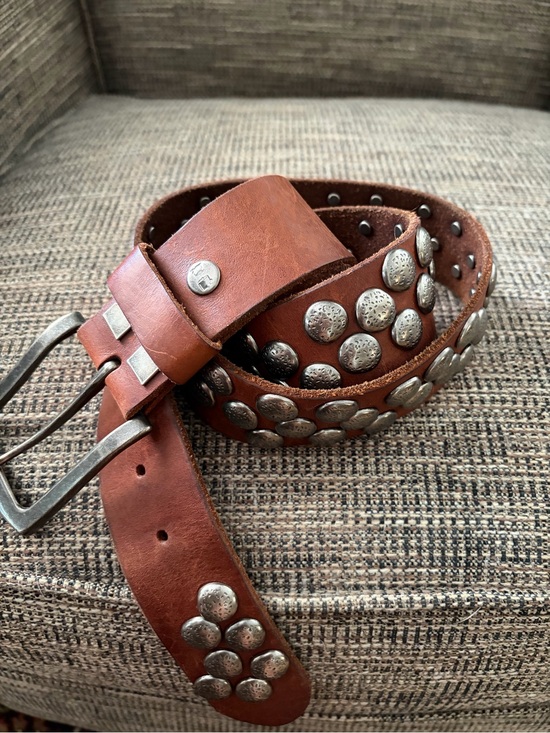 Bed Stu Accessories - Bed Stu Brown Leather Studded Belt with Silver Accents